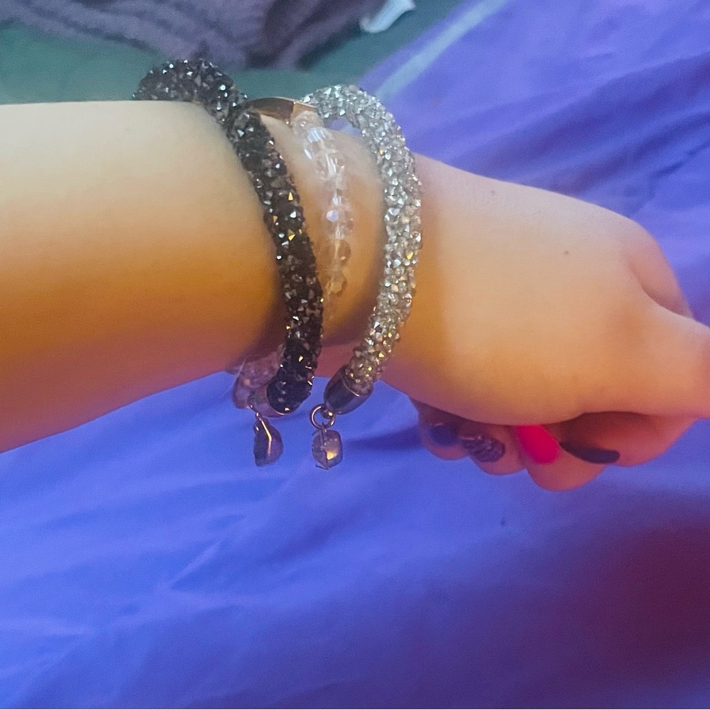 bebe Black and Silver Sparkle Bracelet Trio